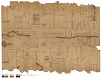 藏品(子：食堂附屬待合室、酒場、浴室其他詳細圖。酒場剖面、待合室剖面、湯沸室剖面、浴室剖面、事務室剖面、赤帽室剖面、更衣室剖面、荷造所剖面、食堂橫便所剖面)的圖片