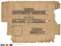 藏品(子：背面圖、側面圖及斷面圖。背面圖。側面圖（北）。吹拔部平面（挑高部）。縱斷面圖。)的圖片