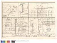 藏品(柔道室內柱裝修詳圖，韻律室內墻立面圖，韻律室鏡面及扶手詳圖，音控室剖面，韻律室更衣室置物架立面圖)的圖片