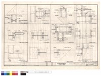 藏品(隔間與柱及窗抬板詳圖,隔間垂直及包框詳圖,門與柱,90°轉角門框,門框,木門扇及玻璃窗,窗框,水泥柱詳圖)的圖片