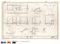 藏品(浴廁及洗水台平面圖,室外樓梯平面圖,室外樓梯剖面圖,浴廁及洗手台剖面圖,剖面圖,集水井剖面圖,明溝剖面圖)的圖片