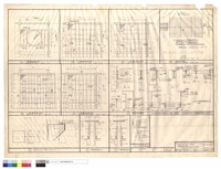 藏品(A.B.C.D.E種鐵格柵平面.鐵柵詳圖.鋼梁接頭詳圖.鋼梁與柱子接頭牛腿明細.甲.乙種通氣窗剖面.百頁窗立面.剖面)的圖片