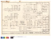 藏品(A13.A16矮櫃.書櫃立面圖.A13.16矮櫃側剖大樣.書櫃平面大樣圖.A01.05.06矮櫃平面.立面圖.A07.08矮櫃平面.立面圖.A04磁帶儲藏架平面配置.立面圖.剖面圖.儲藏架橫剖面詳圖.雙面儲藏架縱剖面詳圖.大樣圖.磁帶儲藏室入口門踏台平面.立面.踏台剖面大樣.踏台左側面.右側面)的圖片