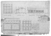 藏品(平面圖、基礎伏圖、天花板伏圖、屋架伏圖、各面立面圖、剖視圖)的圖片