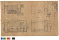 藏品(1~2樓平面圖基礎伏圖、1~2樓天花版伏圖、中塔及鐘鼓樓剖視圖 、中塔剖視圖、中塔屋頂伏圖、中塔天花伏圖、屋頂及屋架伏圖、鐘鼓樓天花板伏圖、鐘鼓樓屋頂伏圖)的圖片