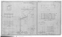 藏品(車棚鐵欄桿詳圖、車棚大門立視圖、平面圖、基礎墩詳圖、屋架平面圖、東西南北立視圖)的圖片