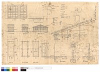 藏品(正及平及背及立及側面及基礎及屋架及桁条詳細圖)的圖片