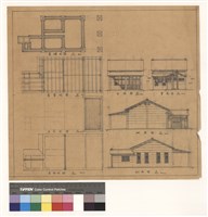 藏品(正面圖 背面圖 側面圖 側面圖 基礎伏圖 屋架伏圖 天花伏圖 屋頂伏圖)的圖片