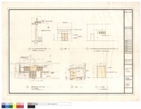 藏品(連接檢驗大樓地下室坡道平面圖、剖面圖、原圖變更門扇及增做雨庇剖面圖、立面圖、地下室對講機及音响控制室外墻增做發色鋁百頁窗立面圖)的圖片