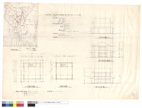 藏品(地籍配置圖、地面層平面圖、貳層平面圖、北向立面圖、東向、西向立面圖、南向立面圖)的圖片