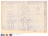 藏品(E區崗亭平面圖、屋頂構架平面圖、E區崗亭立面圖、A剖面圖、E區崗亭配置圖)的圖片