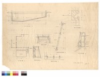 藏品(游泳池剖面圖  溢水口剖面圖  平面圖  紗窗立面圖  紗窗剖面詳圖   轉角立面圖  轉角平面圖  門立面圖)的圖片