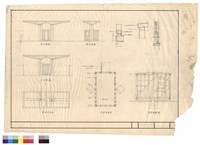 藏品(屋頂平面圖   平面詳細圖   剖面詳細圖   背立面圖  正立面圖   側立面圖)的圖片