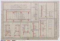 藏品(1、甲乙電梯管道平面圖 2、送菜電梯詳圖 3、電腦機器房牆面裝修詳圖 4、準備室平面圖)的圖片