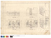 藏品(陸層平面圖、夾層平面圖、屋頂平面圖、背面立視圖、剖面圖)的圖片