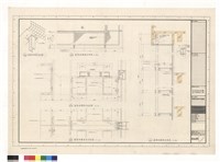 藏品(警衛室南向剖立面圖 警衛室西向立面圖 警衛室平面詳圖 警衛室剖面詳圖 鋁製遮陽板平面詳圖 鋁製遮陽板剖面詳圖)的圖片