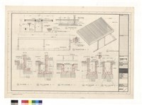藏品(停車棚側立面圖 停車棚牆基礎配筋圖 停車棚正立面圖 停車棚等側示意圖 排水溝詳圖 陰井A剖面詳圖 陰井B剖面詳圖 陰井C剖面詳圖)的圖片