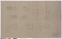 藏品(背.正立視圖、左側.右側立視圖、墻身剖面索引圖、位置圖、平面圖、基礎平面圖、屋架平面圖)的圖片