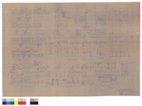 藏品(A-A剖面圖、B-B剖面圖、側視圖、水電配置圖、櫃檯詳圖、爐台詳圖、水溝詳圖、水溝及走廊詳圖)的圖片