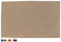 藏品(平面圖、全部完工後之立面圖、玻琍門詳圖、窗詳圖、百葉窗詳圖)的圖片