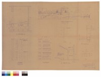 藏品(門窗尺寸數量表、放映室剖面圖、室內外裝修粉刷說明表、樓梯間剖面、窗台、RC側版、原鋁片雨棚改RC、走廊欄杆外側碎錦磚花飾改變為位體標記)的圖片