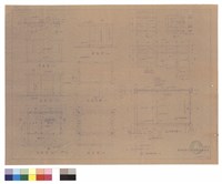 藏品(平面圖、地基圖、正背側面圖、平屋頂圖、走廊切面詳圖、剖面詳圖、門窗圖)的圖片