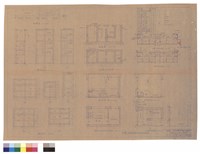 藏品(壁櫥及窗詳圖、配置圖、剖面圖、化糞池平面圖、剖面詳圖、廚房及佣人臥室平面圖、浴室平面圖、一及二層水電平面圖)的圖片