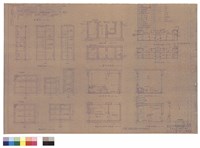 藏品(壁櫥及窗詳圖、配置圖、剖面圖、化糞池平面圖、剖面詳圖、廚房及佣人臥室平面圖、浴室平面圖、一及二層水電平面圖)的圖片