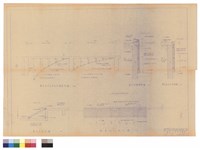 藏品(舞台大梯詳圖、舞台口立面大樣、舞台口上方吊天花構造詳圖、舞台口燈槽詳圖、舞台前台口剖面圖)的圖片