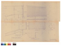 藏品(禮堂樓層及體育館前部縱剖面、水泥塑製圖、水泥花磚詳圖、正立面搗擺水泥條)的圖片
