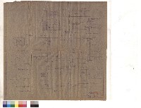 藏品(正面圖、背面圖、平面圖、側面圖、屋頂防水層及落水管頭詳圖、水泥花磚大樣、屋頂樑平面圖、柱、基礎、地中梁平面圖、A-A切面、B-B切面)的圖片