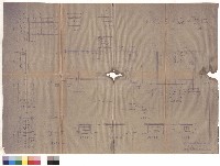 藏品(平面圖，基礎平面，正、左側、右側、背立面圖，屋頂平面圖，甲-甲剖面，乙-乙剖面，丙剖面)的圖片