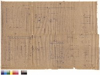 藏品(廁所平面、剖面圖、立面、板條石灰牆結構圖、欄杆大樣、洗手盆、搗擺磨石子隔版、隔板銅件大樣)的圖片