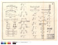 藏品(平面圖、正面圖、左翼正面圖、右翼正面圖、鋼筋配置及尺寸、出水口,進水口斷面、甲,乙,丙鋼筋、蓋版鋼筋用量、版涵斷面圖、側面圖)的圖片