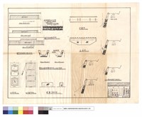 藏品(平面圖、正面圖、1K+500漿砌卵石駁坎斷面圖、翻修柏油路面位置及平面圖、翻修柏油路面剖圖、新建雙邊溝,修補單邊溝剖面及地段位置圖、D1,D2防風門詳圖、護欄正側面詳圖)的圖片