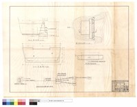 藏品(C-C剖面圖、蓄水埧平面圖、A-A正面圖、塑膠骨按裝說明、各單元相關位置,距離及配件材料圖)的圖片