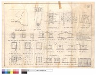 藏品(位置示意圖、雷管庫、炸藥庫、管理員室,基礎平面,結構平面,正,背,左,右側面圖、配置圖、屋架平面圖、鉄絲網圍牆門,刺鉄絲網詳細圖、土堤剖面圖)的圖片