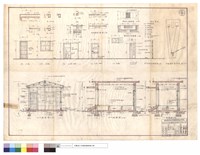 藏品(門窗、結構詳圖、A~A,B~B,C~C剖面圖、木地板剖面圖、通風孔平,正面圖、室內隔間詳細圖、防盜鈴設備平面圖)的圖片