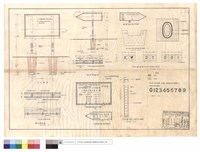 藏品(正立面图、指向,說明牌及正背面噴漆字詳圖、防砂埧油漆編號位置,防砂壩編號漆字尺寸規格示意圖、淤沙量標尺(橡皮漆)詳图)的圖片