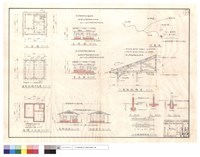 藏品(位置圖、平,正,背面圖、左,右側面圖、屋架結構,基礎平面圖、T1屋架結構圖、F1~F3、水平樑接頭詳圖)的圖片