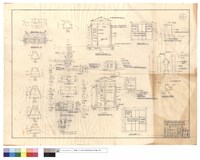 藏品(防砂埧平,正面圖、消防水帶儲存箱、導水溝及集水設施沉砂池平,剖面圖、双頭消防栓及R.C.護柱,止水凡而詳圖、A-A,B-B剖面圖、工作區,築路隊水池頂蓋,貯水及过濾池剖面圖)的圖片