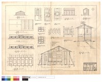 藏品(眷舍屋面,平,正,背,側面圖、廁所平面,正,側,斷面圖、門,窓詳圖)的圖片