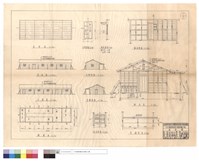 藏品(配置圖、正,背,左,右側,斷面圖、屋架圖、門,窓,雨庇,隔間,床舖詳圖)的圖片