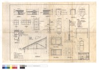 藏品(左,右側面圖、背立面圖、平面圖、基礎,屋架平面圖、門,窗詳圖、國旗台平面圖、儲水池平,斷面圖、菜架正面圖、屋架明細、浴廁改裝示意)的圖片