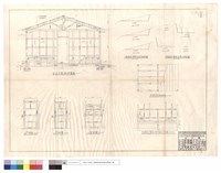 藏品(剖面及格柵結構圖、門,窗詳圖、大禹,佳陽造林工寮建地挖方斷面圖、,床舖及橫面格柵正視圖,詳圖)的圖片