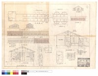 藏品(平面,左右側面,正,背,側,正背面圖,A-A,B-B剖面圖、門,窗詳圖)的圖片