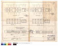 藏品(三道班房,職工宿舍平,正,側,背面圖、屋架平面圖)的圖片