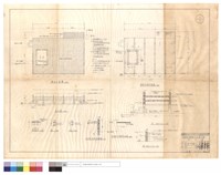 藏品(陽台,基礎結構平面圖、正立面、A,B剖面圖、預搗板B1,B2、水泥假毛竹,竹子欄杆結構圖)的圖片