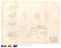 藏品(左右側面,背,正面圖、202綫平面圖、隔間,門,窗詳圖、A斷面圖)的圖片