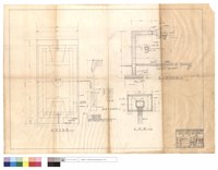 藏品(球塲,排球木製網柱平面圖、籃球架側,正面圖)的圖片